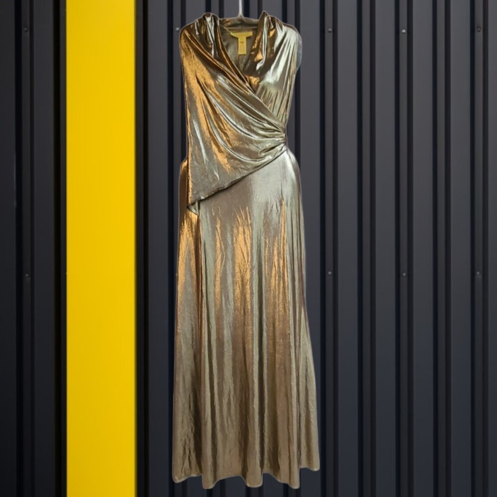 Catherine Malandrino Stretchy Stardust Metallic Jersey Long Maxi Party Dress 4